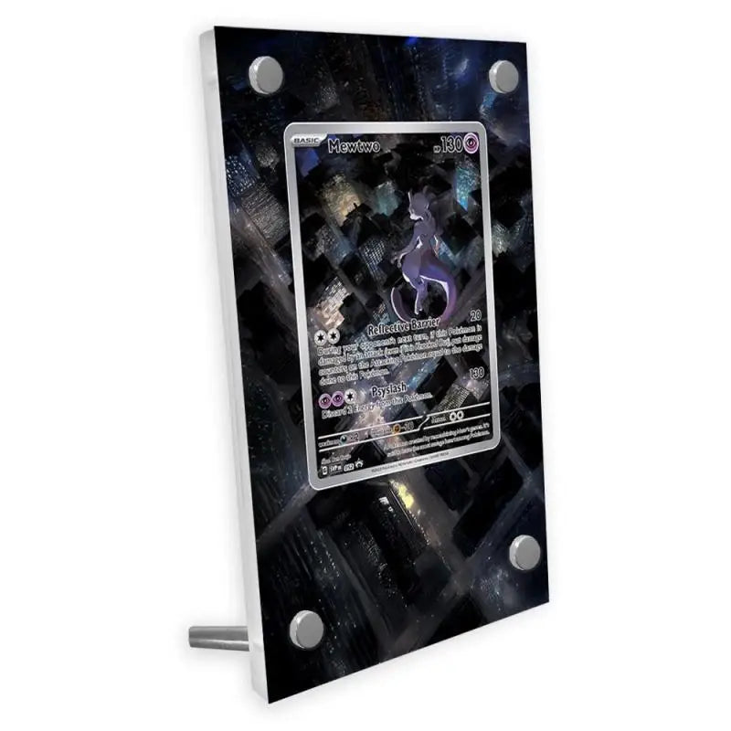 Estuche de exhibición de cartas acrílico Pokémon – Reshiram, Mewtwo, Zekrom, Charizard y soporte protector de cartas de personajes