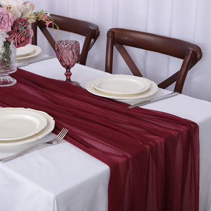 Camino de mesa de gasa - Decoración de arco de boda de tela de seda transparente | Decoración de mesa bohemia para cumpleaños y eventos