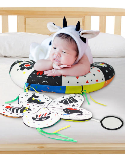 Coussin de Temps sur le Ventre pour Bébé et Jouet Sensoriel à Contraste Élevé – Coussin de Soutien Réversible Noir et Blanc pour Nouveau-né pour le Redressement de la Tête et le Développement Précoce