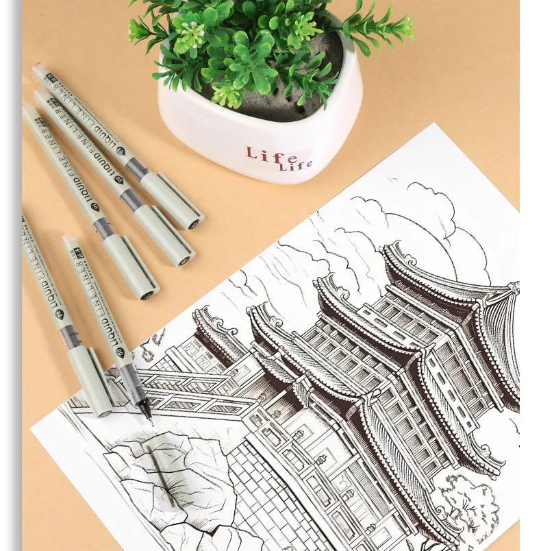 Set de marqueurs Manga – Stylos à croquis à pointe fine 5/8 pièces pour le dessin, l'illustration, la calligraphie et les fournitures scolaires