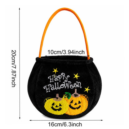 1PC Halloween Plush Candy Bag, Pumpkin Cat Vampire Witch Treat Basket, Portable Trick or Treat Tote for Kids, Halloween Party Decorations, Candy Storage and Gift Bag