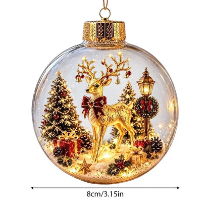 2026 Luminous Christmas Story Crystal Ball – Santa Claus, Snowman & Elk DIY Decoration with Gold Powder for Xmas Home & Party Decor
