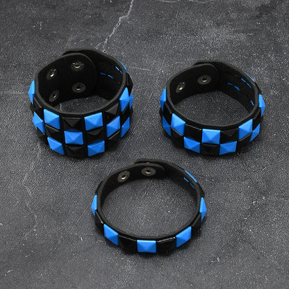 3-Piece Leather Bracelet Set – Wide Rivet Studded Wristbands for Men & Women | Vintage Punk Fashion Jewelry Gift