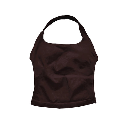 Top Deportivo Largo con Tiras para Mujer NCLAGEN – Top Halter Acolchado para Gimnasio, Yoga, Pilates, Correr y Entrenamientos de Fitness