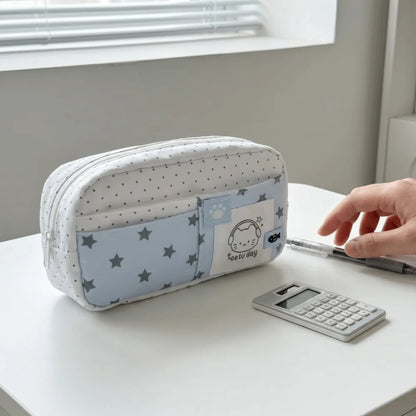 Trousse à crayons Chat à pois – Sac à stylos mignon grande capacité multi-couches, Organisateur de papeterie élégant pour l'école, le bureau et l'utilisation quotidienne