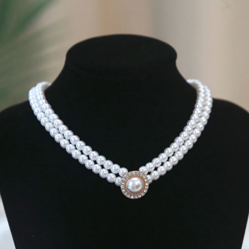 Nuevo collar gargantilla de perlas barrocas para mujer, lujoso, para bodas, fiestas, collar de cuentas de tres capas, torques, regalo de joyería de moda para damas
