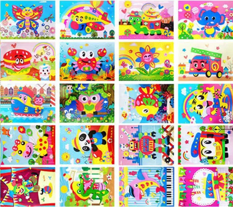 10/20PCS Pegatinas de Animales 3D de Goma EVA – Juego de Manualidades de Puzle de Dibujos Animados para Niños, Juguete Educativo Creativo, Regalo de Actividad Artística de Múltiples Diseños