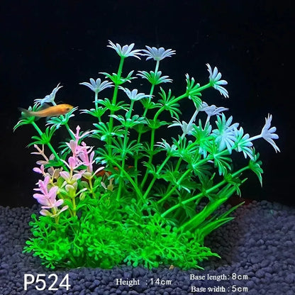 14cm Artificial Aquarium Plants – Plastic Underwater Aquatic Plant & Fish Tank Grass Decorations for Aquascaping, Landscaping & Aquarium Accessories