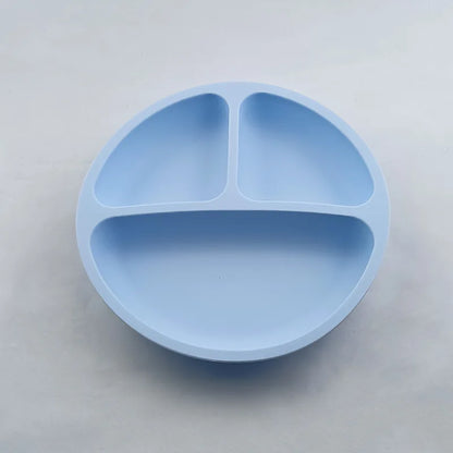 Assiette à ventouse en silicone pour bébé – Assiette repas sourire pour tout-petits avec compartiments, vaisselle pour enfants sans BPA