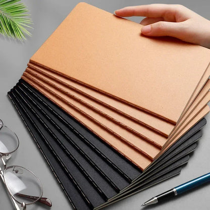 A5 Kraft Cover Notebook – Vintage Blank, Grid & Lined Journal for School & Office