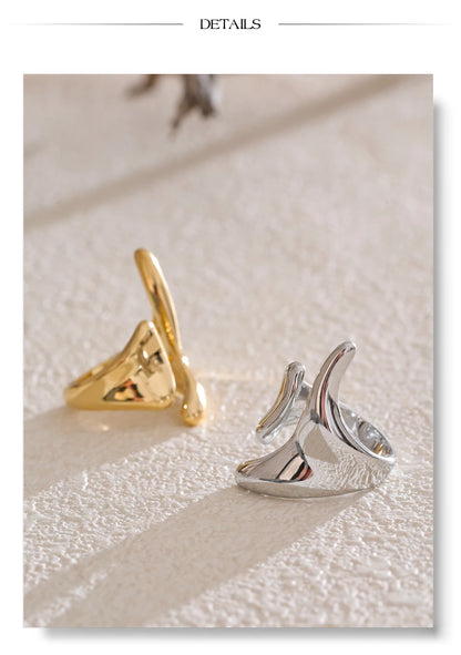 Anillo de Acero Inoxidable Ajustable Geométrico – Anillo de Moda Minimalista con Baño de Oro PVD para Mujer