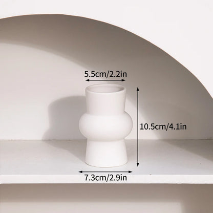 Florero Nórdico de Cerámica Blanca – Jarrón Decorativo Moderno para Sala de Estar, Decoración del Hogar y Escritorio