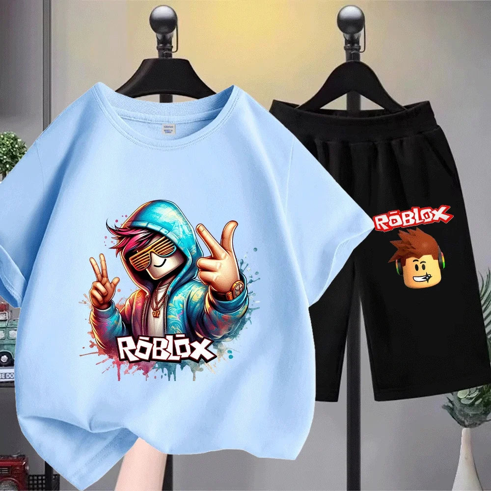 Kids Gaming Hoodie & T-Shirt Set Casual 2-Piece Outfit for Boys & Girls