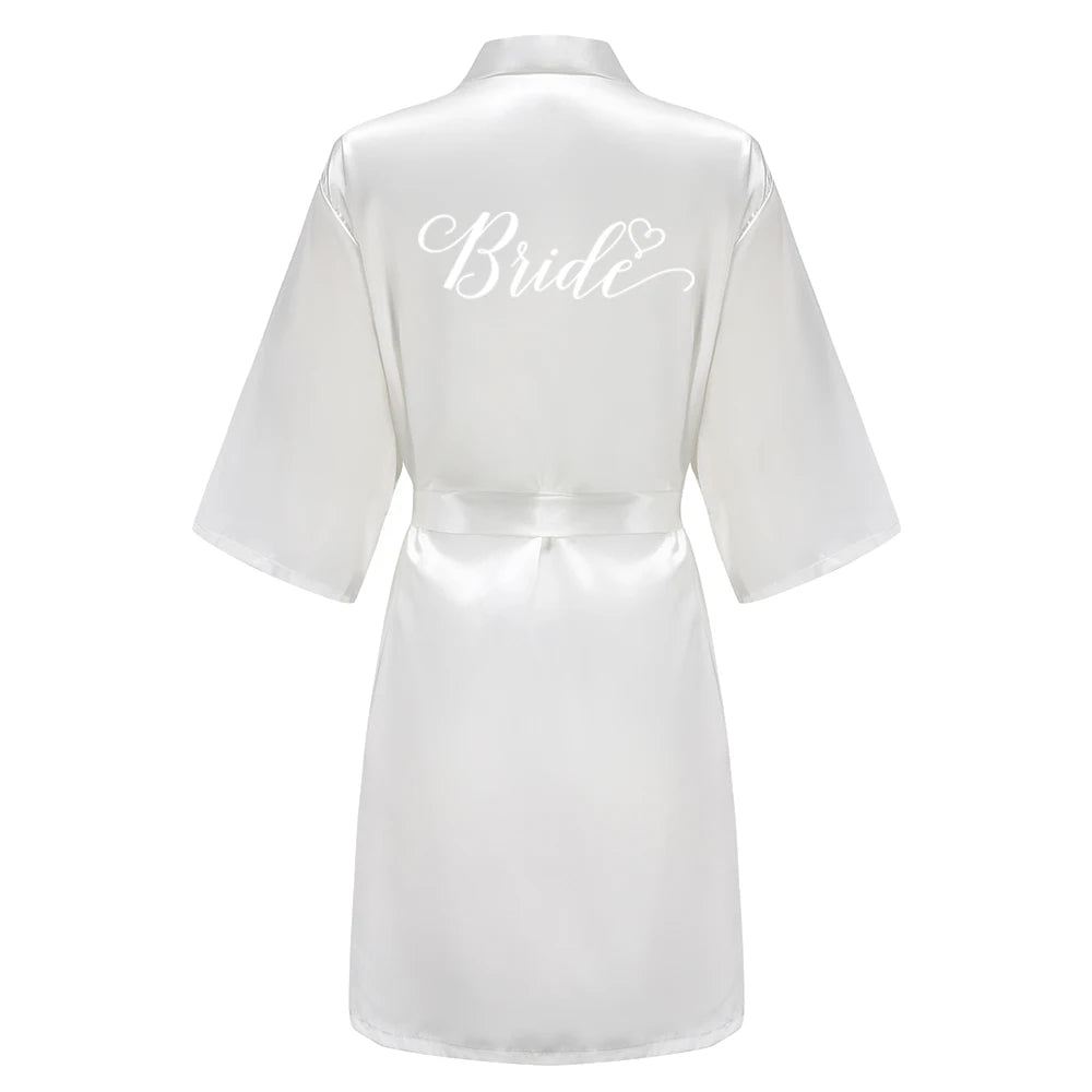 Rose Gold Satin Bridesmaid Robe – Team Bride Wedding Bathrobe for Women | Bridal Party Kimono Gown for Maid of Honor & Mother Gift