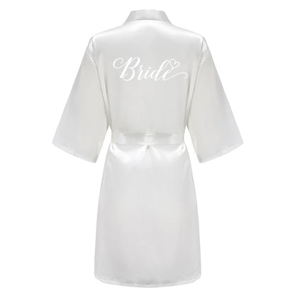 Rose Gold Satin Bridesmaid Robe – Team Bride Wedding Bathrobe for Women | Bridal Party Kimono Gown for Maid of Honor & Mother Gift