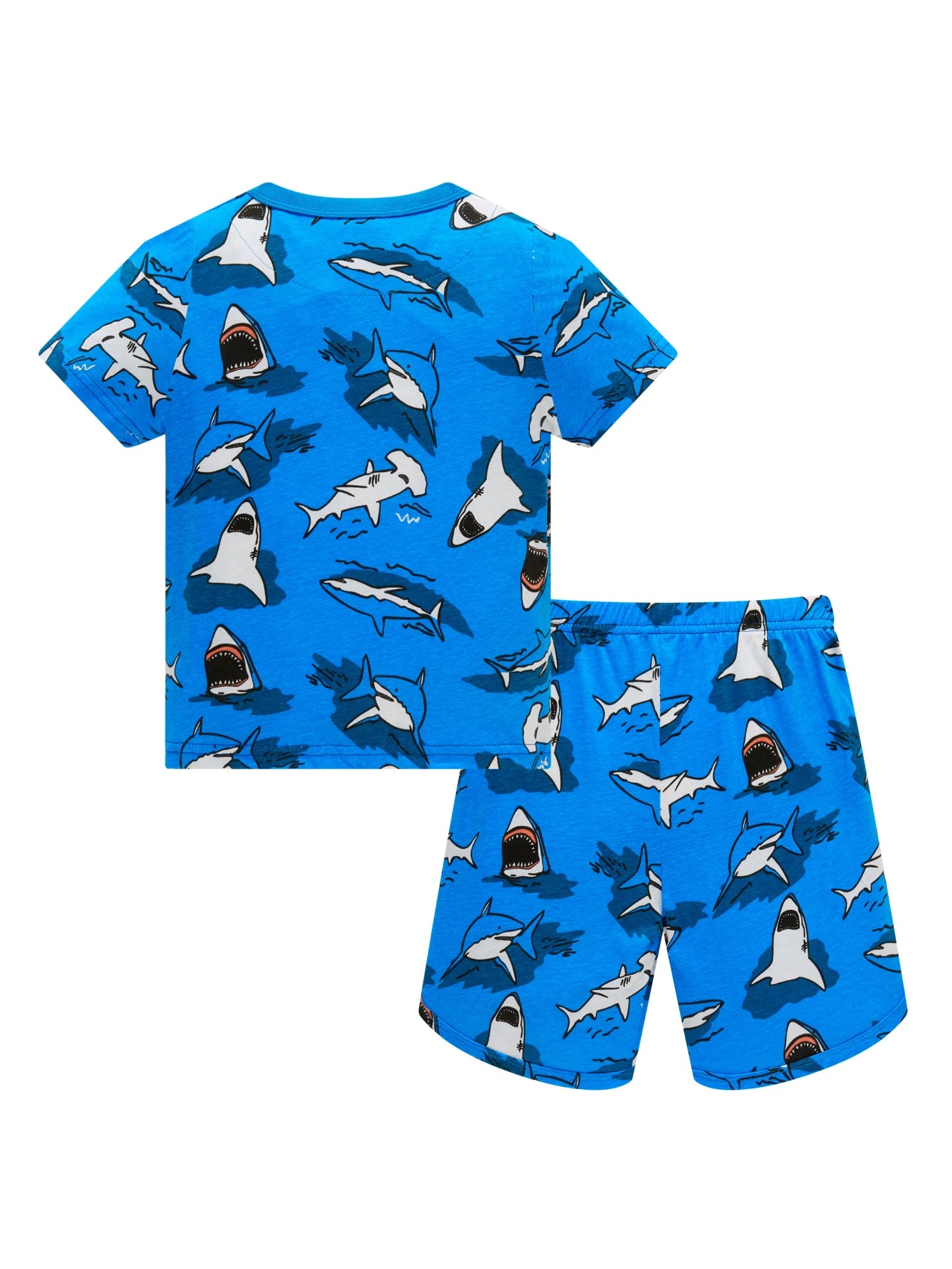 Boys 100% Cotton Shark Pajama Set Breathable Summer Short Sleeve PJs for Toddlers 1–8 Years