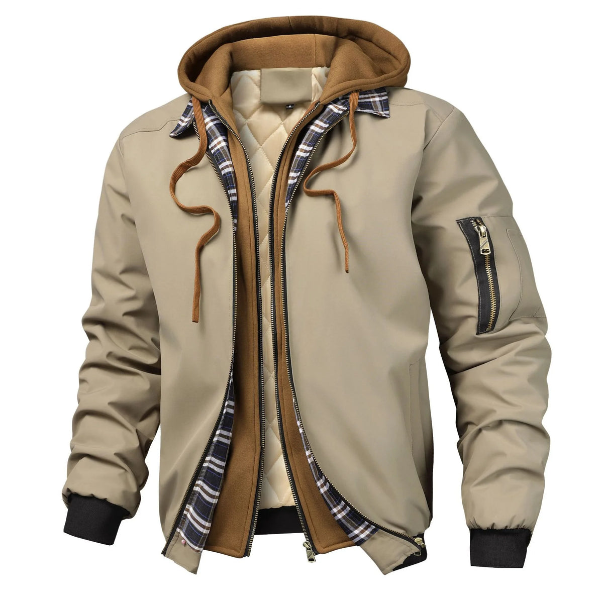 Men’s Color-Block Hooded Jacket – Loose-Fit Faux Two-Piece Coat, Trendy Casual Outerwear for Spring, Autumn & Winter
