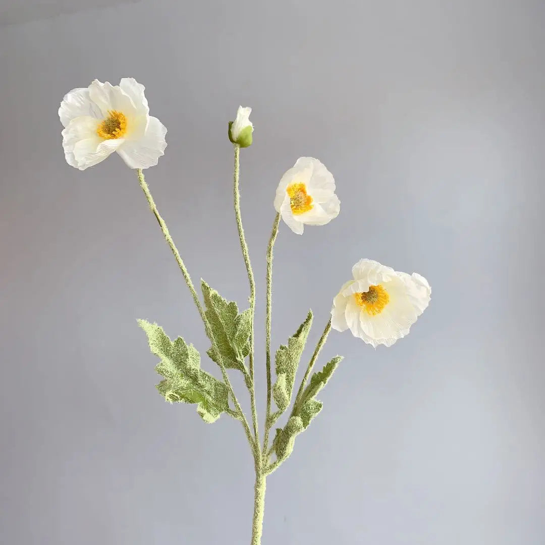 4 Heads Artificial Poppy Bouquet – Realistic Faux Flowers for Home Décor, Garden, Wedding Decoration, Party Arrangements & DIY Floral Projects