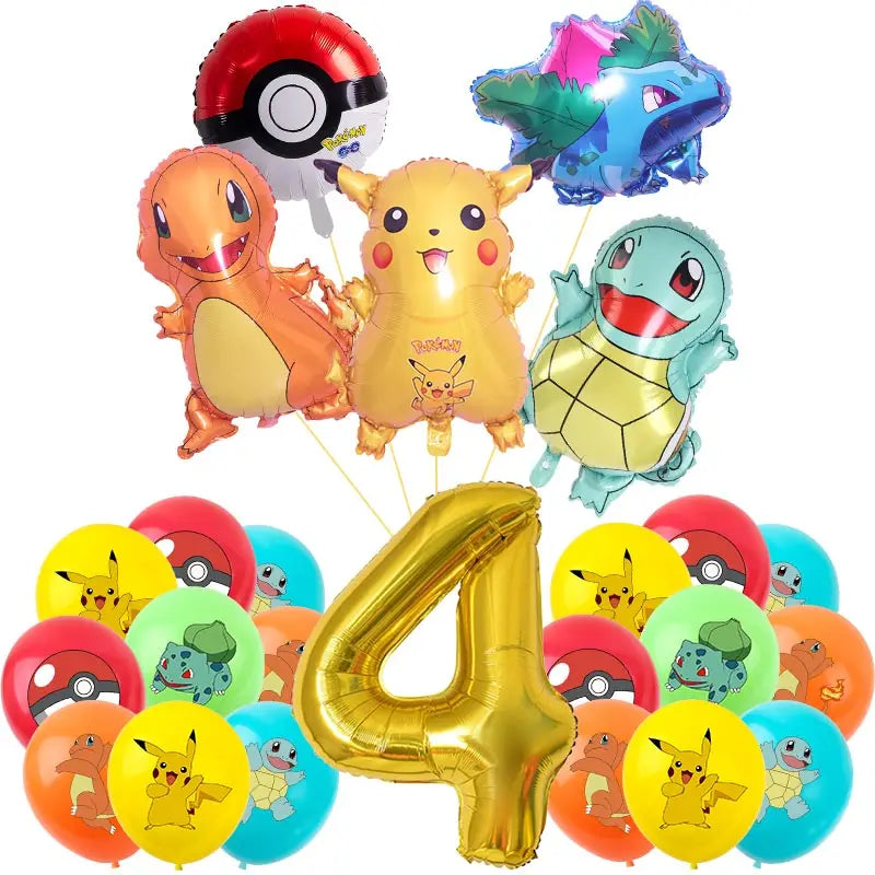 Pokémon Theme Birthday Party Decorations – Cartoon Pokémon Go Tableware Set (Cups, Plates & Pikachu Balloons) for Baby Shower & Party Favors