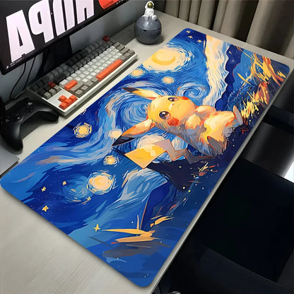 Alfombrilla de ratón Pokémon Pikachu – Alfombrilla de escritorio de goma con borde bloqueable para configuración de portátil y PC