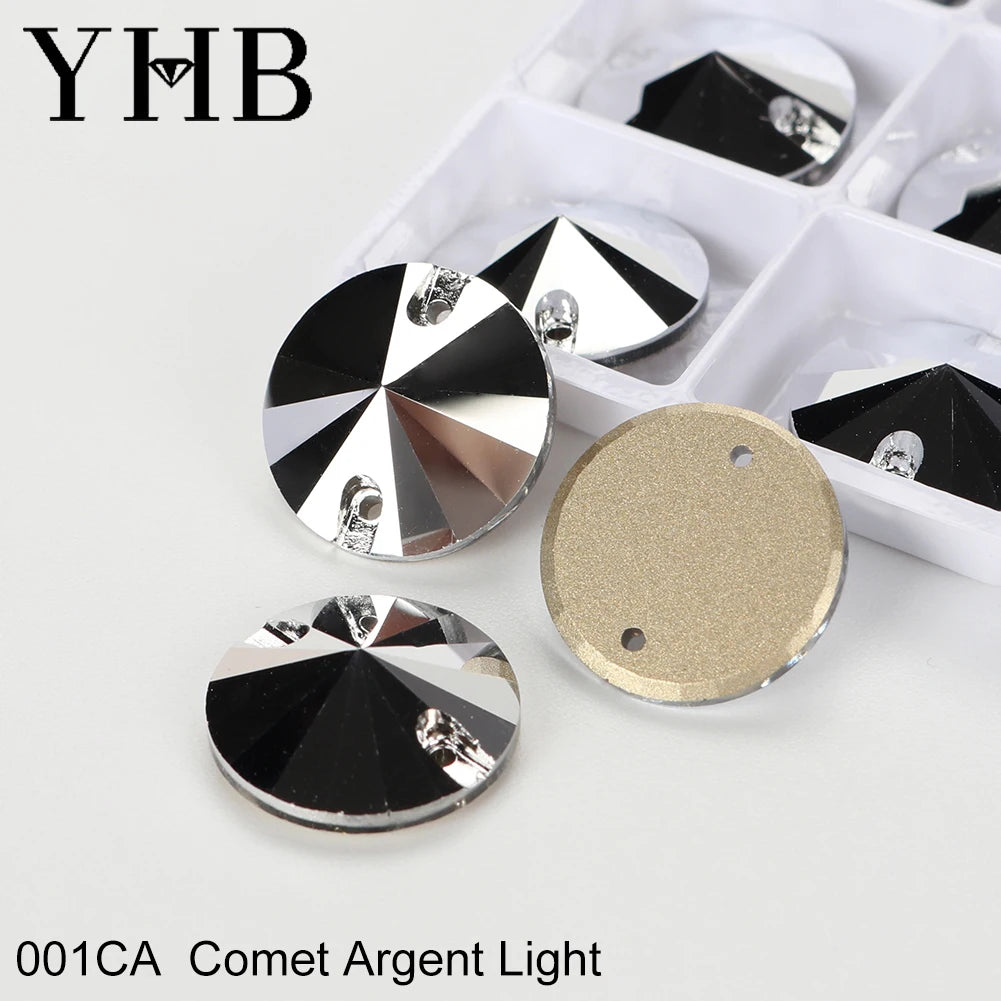 Strass à coudre YHB Crystal Rivoli – Pierres à coudre plates en verre pour vêtements, sacs et artisanat de bricolage