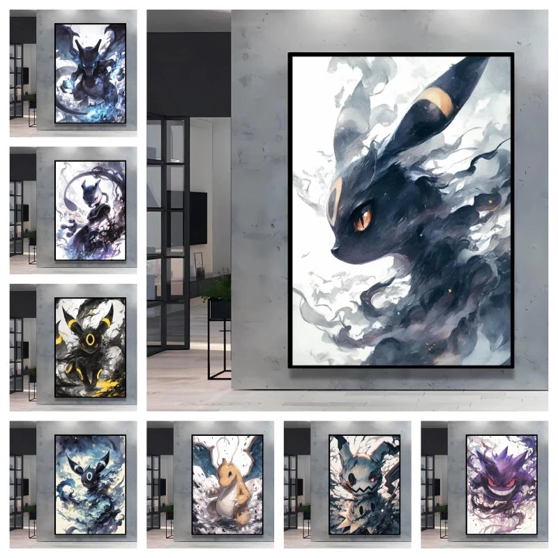 Pokémon Umbreon Canvas Wall Art – Stylish High Quality Decorative Painting for Home (Multiple Sizes)