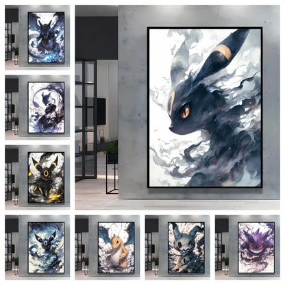 Pokémon Umbreon Canvas Wall Art – Stylish High Quality Decorative Painting for Home (Multiple Sizes)