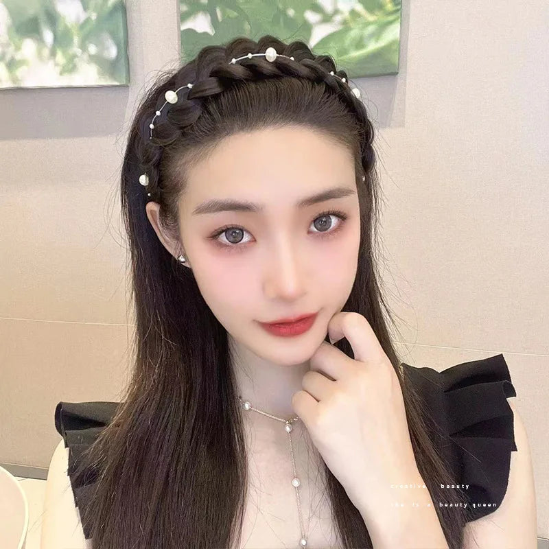 Diadema Bohemio Trenzado Sintético para Mujer Banda de Pelo Elástica para Fiestas y Cosplay