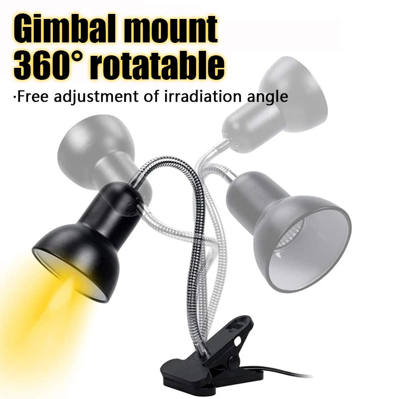 Reptile UVA UVB Heat Lamp Holder – Rotatable Dimmable Basking Spot Light with Simulated Sunlight for Turtles, Lizards & Terrariums, 220-240V