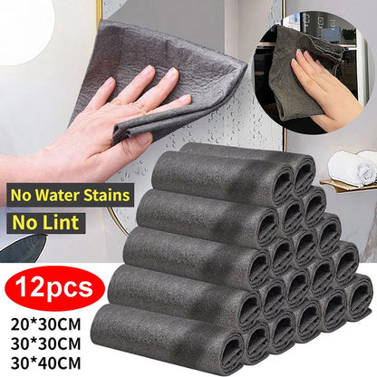 Thick Microfiber Cleaning Cloth – Reusable No Watermark Magic Cleaning Rag, Streak-Free Glass Wipe Towel for Windows, Kitchen, Home & Household Surface Cleaning