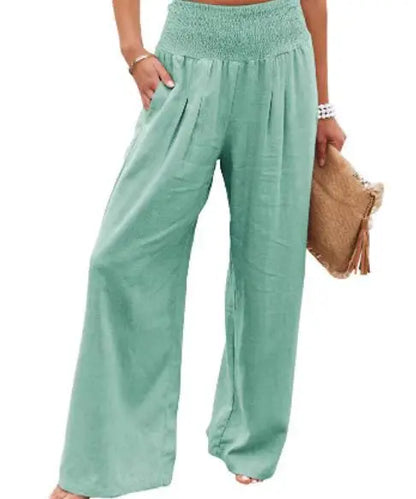 Pantalon ample décontracté pour femme, taille mi-haute avec cordon de serrage, style européen et américain, idéal pour la plage au printemps et en été