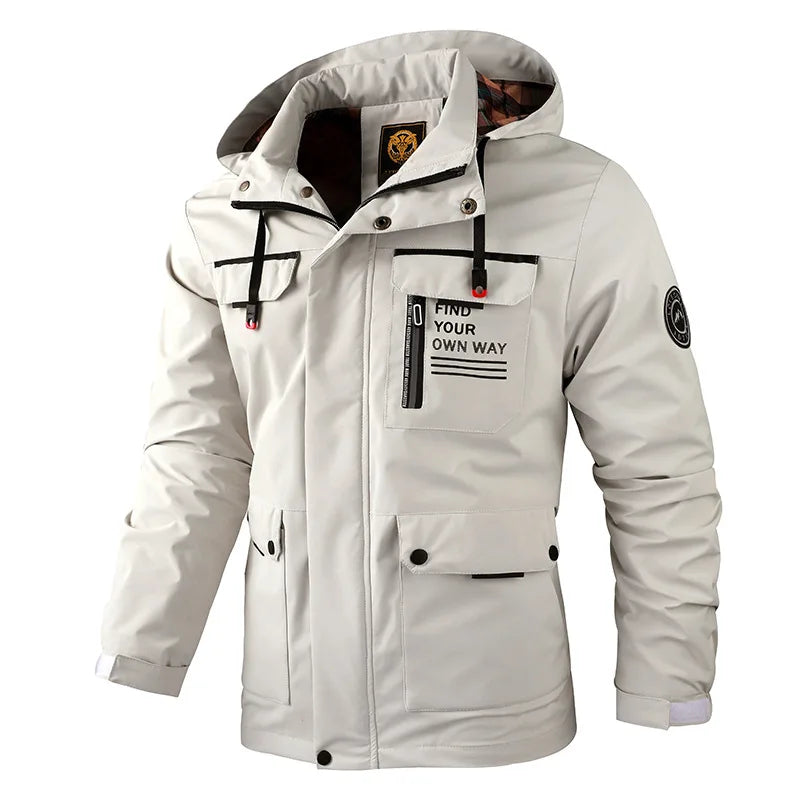 Men’s Casual Hooded Parka Jacket – Solid Color Outdoor Coat, Stylish Autumn & Winter Outerwear