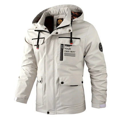 Men’s Casual Hooded Parka Jacket – Solid Color Outdoor Coat, Stylish Autumn & Winter Outerwear