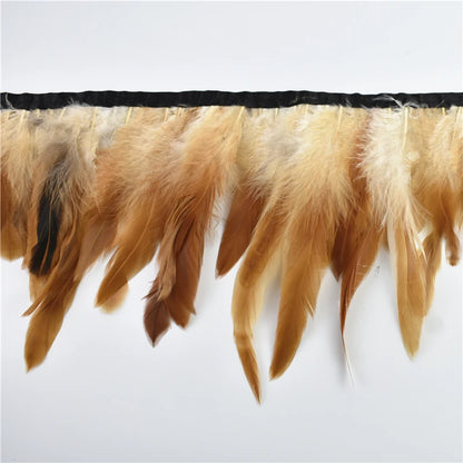 10 m Rooster Feather Fringe Trim – Natural Feather Ribbon for Sewing, Crafts & Costume Decoration