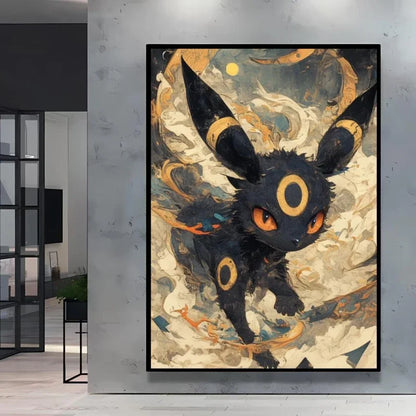 Pokémon Eevee Ink Style Canvas Wall Art – Fantasy Decorative Painting for Home & Room Decor