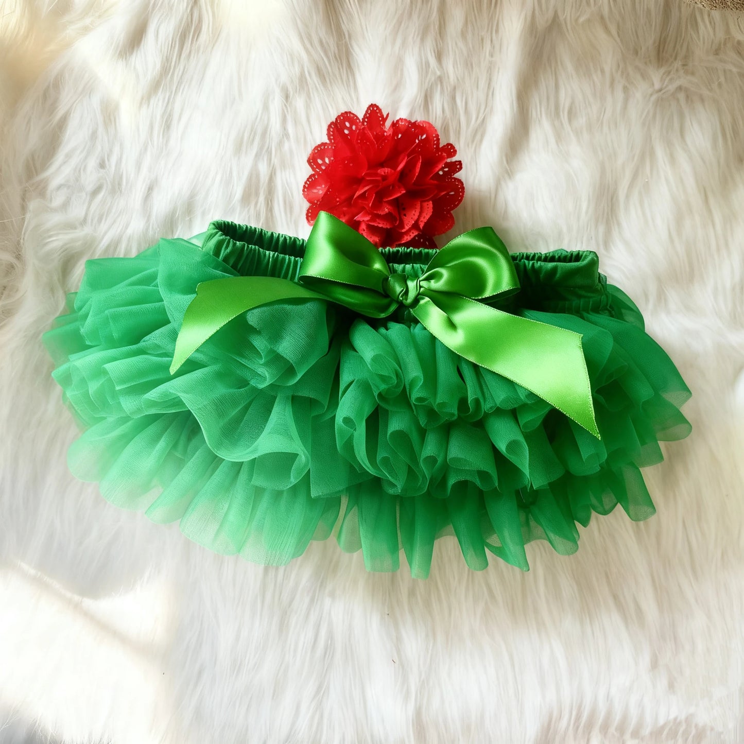 2PCS Baby Girls' Tulle Tutu Bloomers Set – Newborn Diaper Cover Skirt with Matching Headband, Rainbow Princess Outfit for Infants