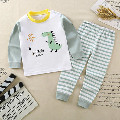 Conjunto de ropa de algodón para niños – Traje de otoño invierno para niños y niñas, cómodo conjunto de pijama de manga larga y pantalones, ropa informal de estar por casa para niños, ropa interior cálida y ropa de regalo de Navidad