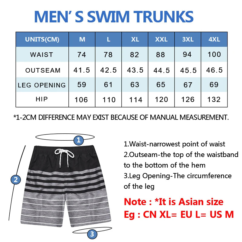 DATIFER Men's Beach Print Swim Shorts – Quick-Dry Surf, Swim & Workout Trunks with Pockets for Summer