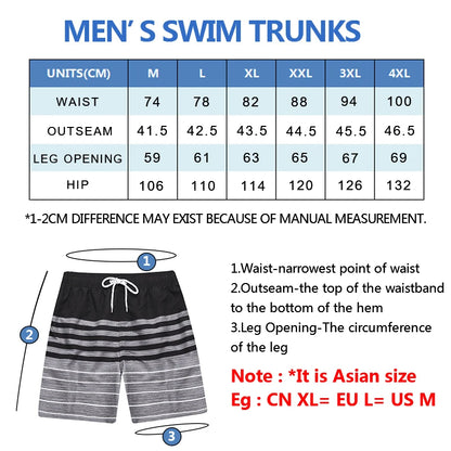 DATIFER Men's Beach Print Swim Shorts – Quick-Dry Surf, Swim & Workout Trunks with Pockets for Summer