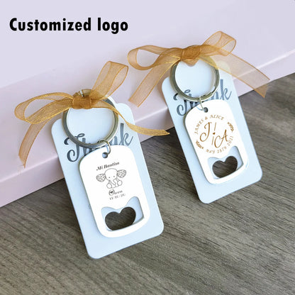 50–100PCS Personalized Engraved Keychain Bottle Openers – Custom Wedding Favors & Guest Gifts with Card for Weddings, Baptisms & Parties
