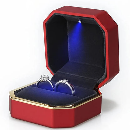 LED Velvet Jewelry Gift Box for Rings, Necklaces & Pendants – Luxury Lighted Proposal, Engagement & Wedding Display Case