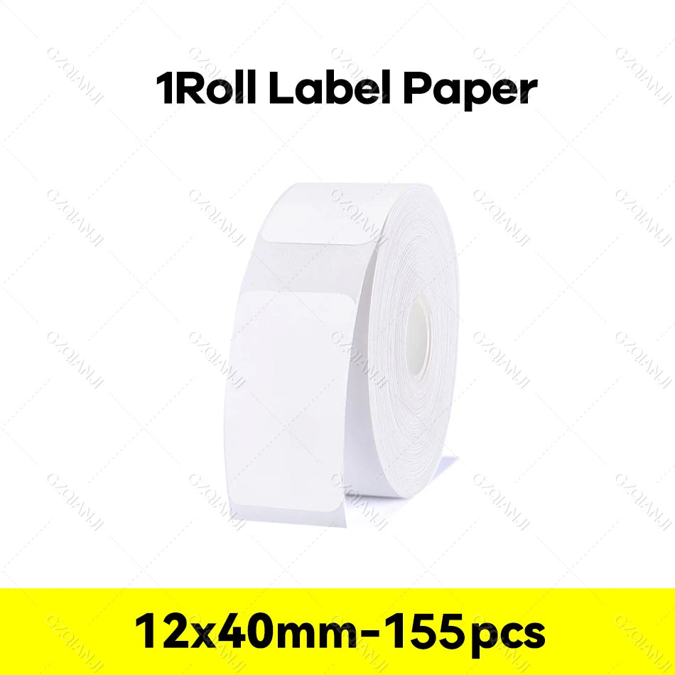 Niimbot D110 Label Maker Tape – Waterproof Self-Adhesive Sticker Paper, Compatible Label Roll for Niimbot D11/D101 Portable Printer, White Thermal Labels 12-15mm