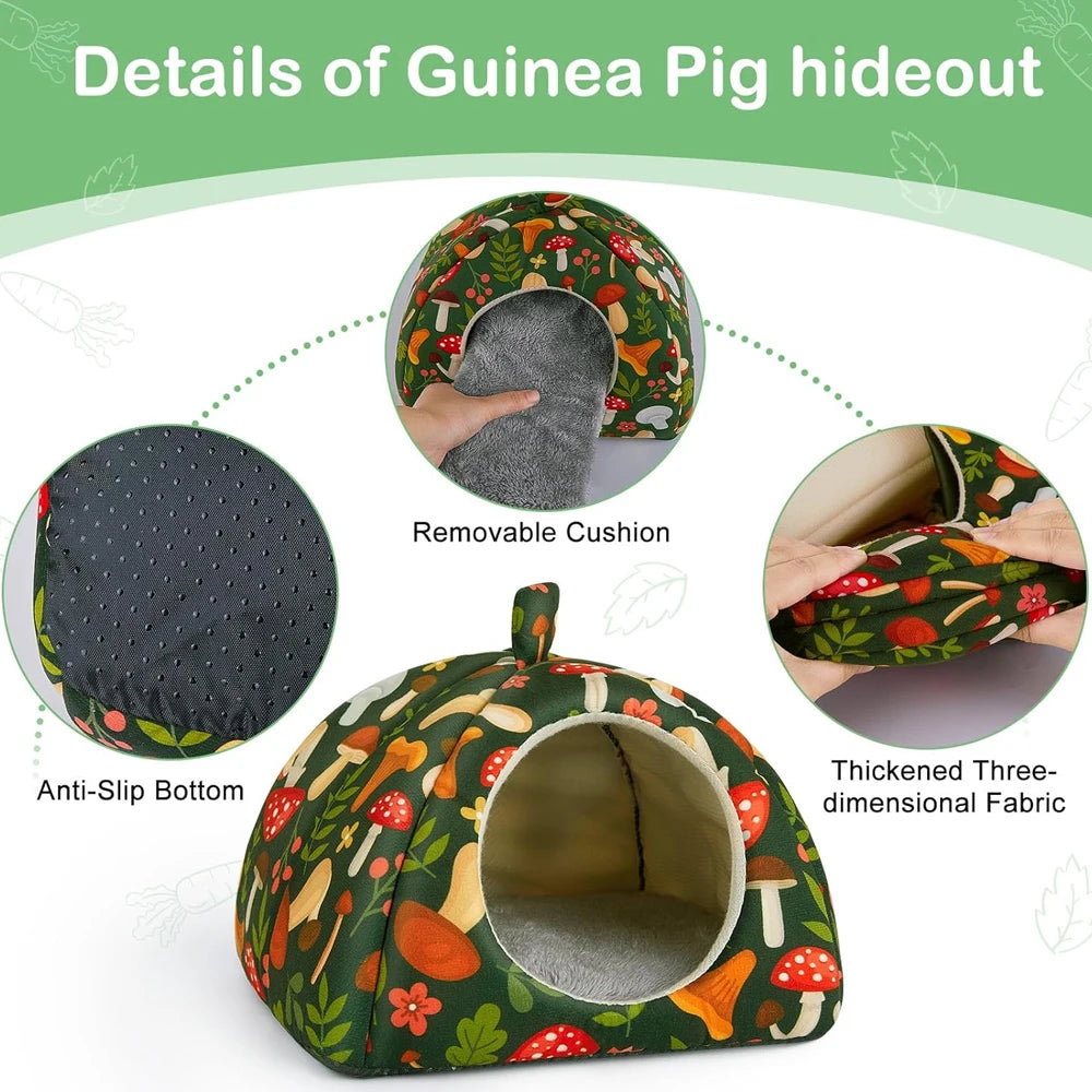 2PCS Washable Guinea Pig Hideout & Tunnel Set – Cozy Small Animal Toys and Cage Accessories for Guinea Pigs, Rabbits & Other Small Pets