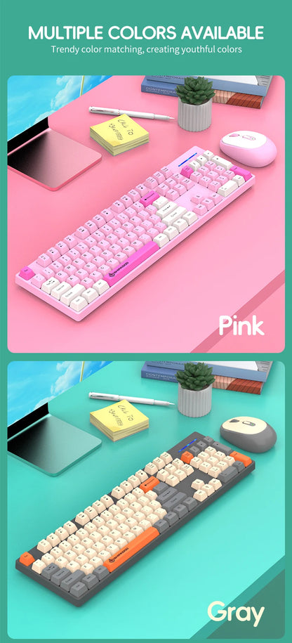 Combinación de teclado y ratón inalámbricos para juegos Shipadoo - Teclado y ratón recargables de 2.4GHz para PC, portátil y oficina