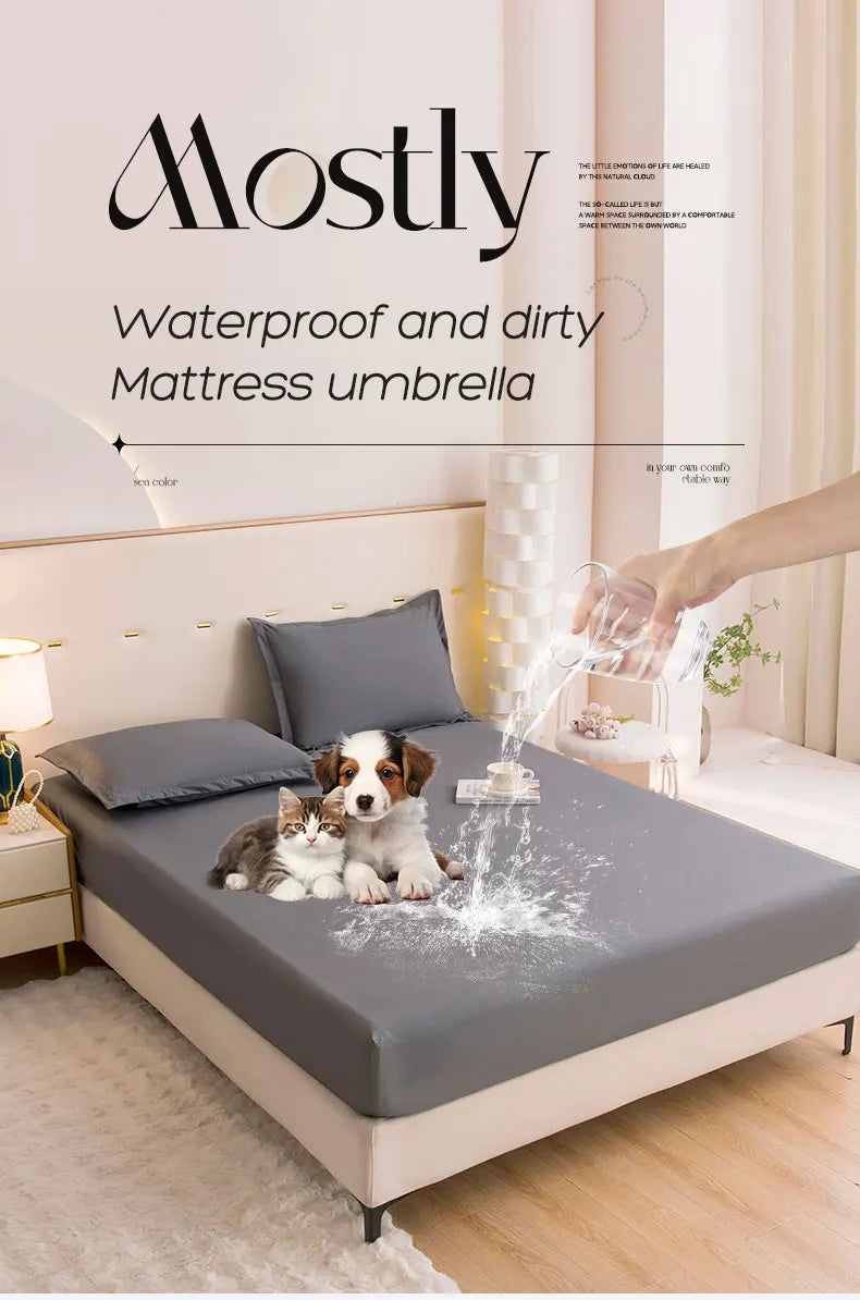 Waterproof Fitted Mattress Protector – Elastic Bed Sheet Cover for Single, Double, Queen & King Beds