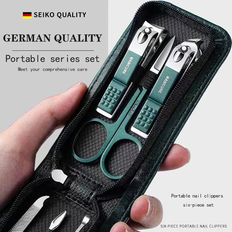 6-Piece Stainless Steel Manicure & Pedicure Set – Portable Nail Clipper & Grooming Kit for Men & Women