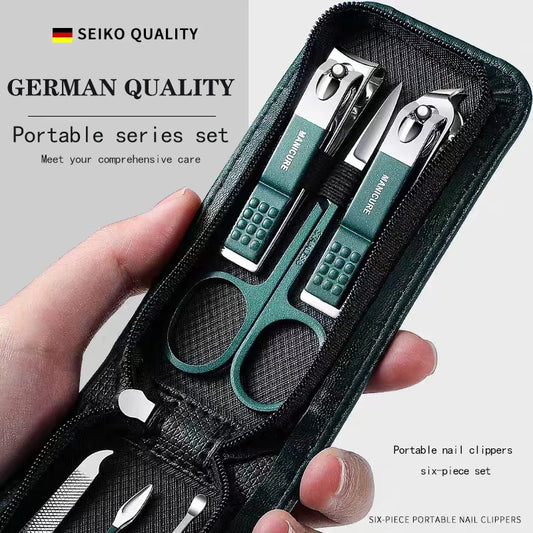 Set de manicura y pedicura de acero inoxidable de 6 piezas – Kit de cortaúñas y aseo portátil para hombres y mujeres