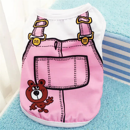 Cute Cartoon Dog Vest – Soft Lightweight Summer T-Shirt for Small Dogs & Puppies, Casual Pet Clothing