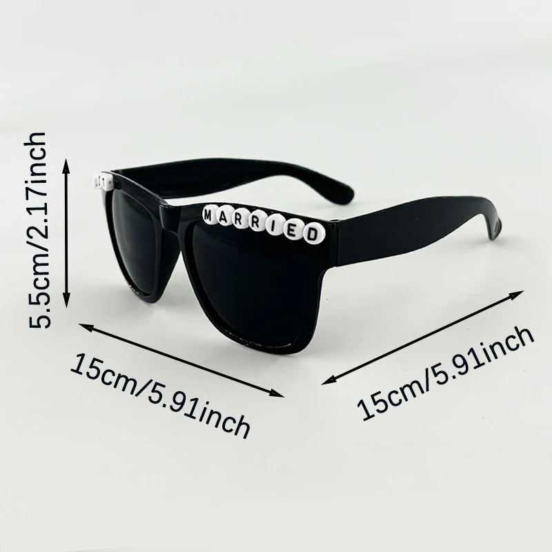 Just Married LED Heart Glasses – Light-Up EL Neon Glasses for Weddings, Engagements & Bridal Showers