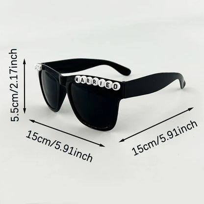 Just Married LED Heart Glasses – Light-Up EL Neon Glasses for Weddings, Engagements & Bridal Showers